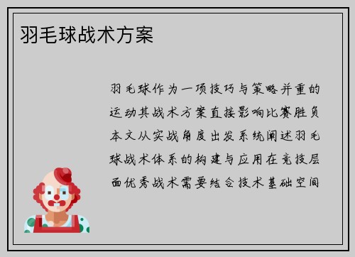 羽毛球战术方案